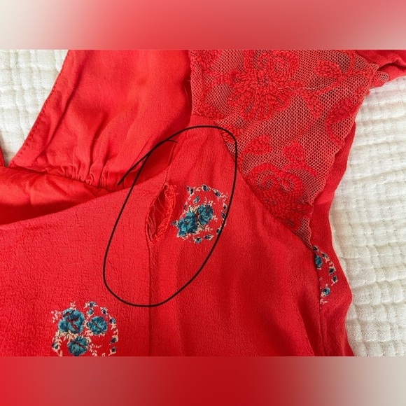 Free People Mockingbird Coral Red Floral Print
Backless Mini Dress sz 4 Sm/Med - Picture 10 of 10